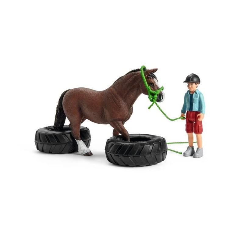 Course d'agility pour poney Coffret de jeu avec 1 figurine de poney et 1 figurine humaine SCHLEICH 42482 FARM WORLD - vue 2