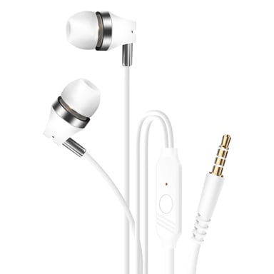 Écouteurs filaires Jack 3.5mm Kit Main Libre Micro intégré Blanc