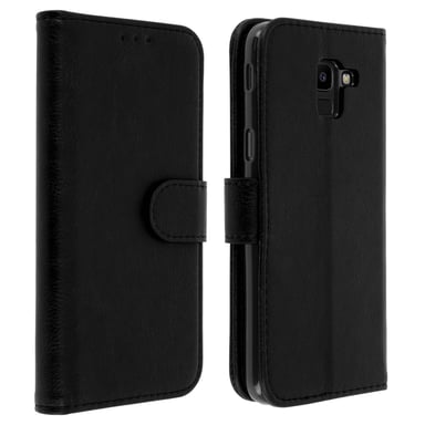 Housse pour Samsung Galaxy J6 Étui Clapet Porte carte Fonction support Noir