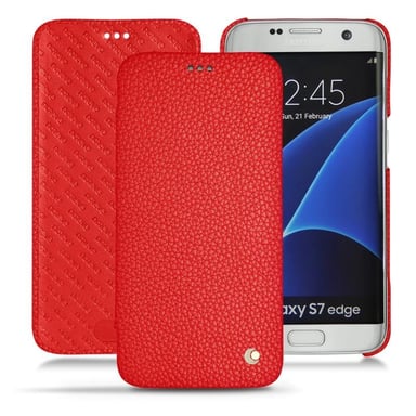 Housse cuir Samsung Galaxy S7 Edge - Rabat horizontal - Rouge - Cuir grainé
