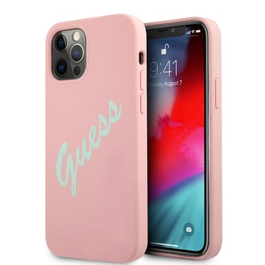 Guess Custodia rigida in silicone vintage per iPhone 12/12 Pro 6,1' Rosa