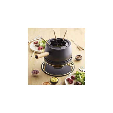 Service à fondue Lagrange 349502 1,5 L utile 1200 W Induction 8 pics bois Noir/Doré