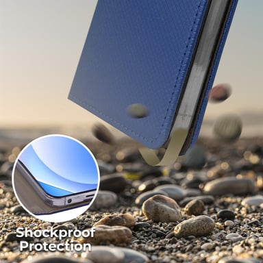 Moozy Case Flip Cover pour Xiaomi Mi 10T Lite 5G, Bleu foncé - Étui à rabat magnétique intelligent avec porte-carte et support