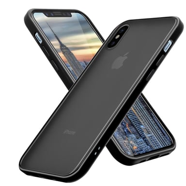 Coque pour Apple iPhone X / XS en MAT NOIR Housse de protection Étui hybride avec intérieur en silicone TPU et dos en plastique mat