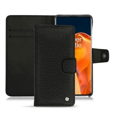 Housse cuir OnePlus 9 Pro - Rabat portefeuille - Noir - Cuir grainé