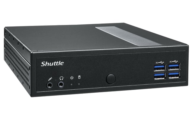 Shuttle XPC Slim PC System DL3000EP - Intel N100 - Win10 IoT - 8 GB RAM - 128 GB SSD M.2 (NVME) - LAN 2x (2x 2,5 Gbit) - 2xcom - 1xhdmi - 1x VGA - Fanless - 24/7 Operazioni continue (DL3000EP)