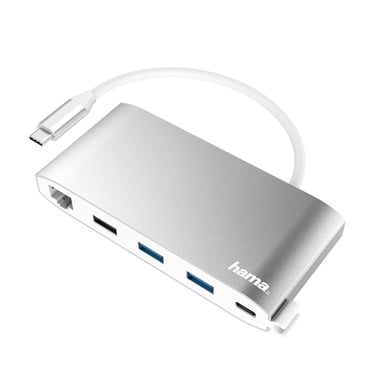 Hama 00200111 station d'accueil USB 3.2 Gen 1 (3.1 Gen 1) Type-C Argent, Blanc