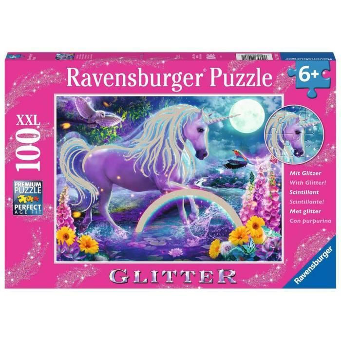 Puzzle 100 pièces : Collection Paillettes : Licorne scintillante Ravensburger France - vue 4