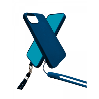 JAYM - Coque Silicone Bleu pour Samsung Galaxy A04 - Tour de Cou et Tour de Poignet inclus - intérieur 100% microfibre