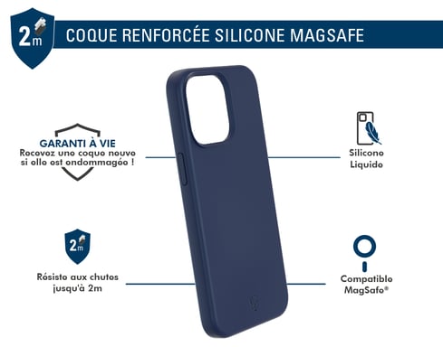 Funda de silicona reforzada iPhone 15 Pro Max compatible con MagSafe Azul Marino - Force Case Garantía de por vida
