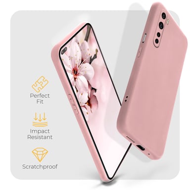 Moozy Minimalist Series Coque en silicone pour OnePlus Nord, Rose Beige – Finition mate fine et souple en TPU