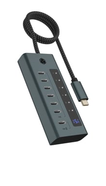 ICY BOX IB-HUB1457-C31 USB 3.2 Gen 1 (3.1 Gen 1) Type-C 10000 Mbit/s Blu, Grigio