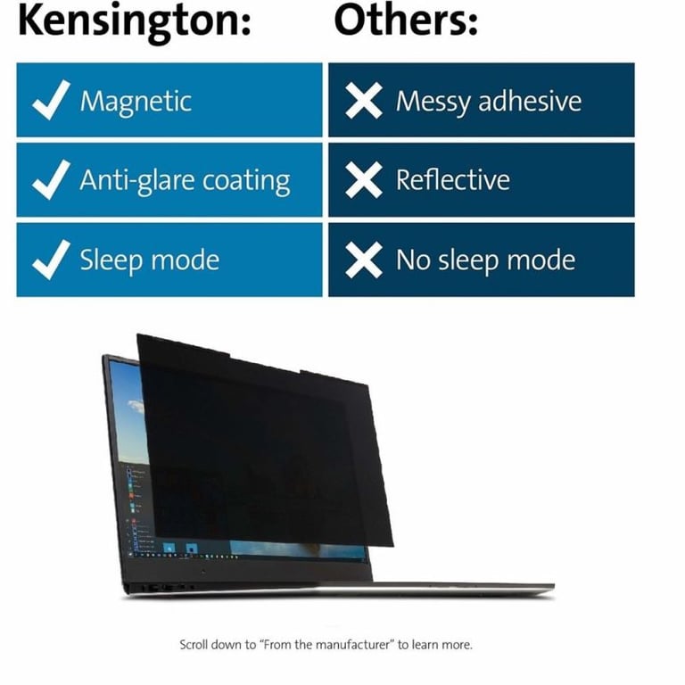 MagPro Magnetic Privacy 14`` Laptop K58352WW, Notebook, Frameless display privacy filter, Anti-glare,Privacy, LCD, 16:9, - Neuf