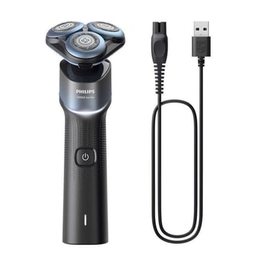 Afeitadora Eléctrica Philips Serie 5000X X5006 Wet & Dry, 27 Cuchillas de Acero Inoxidable Autoafilables, Cabezal Giratorio 360°, Tecnología SkinProtect