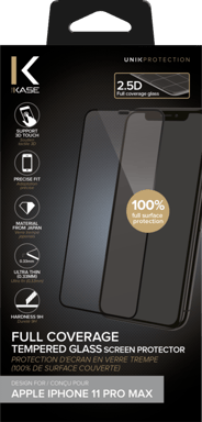 Pellicola protettiva in vetro temperato (100% di copertura della superficie) per Apple iPhone 11 Pro Max, nero