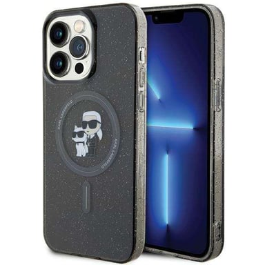 Custodia Karl Lagerfeld per iPhone 15 Pro Max 6,7'' nero Custodia rigida Karl&Choupette Glitter MagSafe