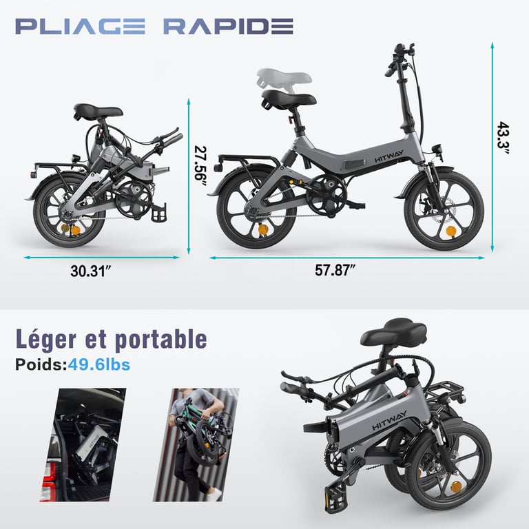 Vélo électrique BK2 E Bike Pliable d'assistance à la pédale Pour Adolescent et Adultes Neuf - vue 6