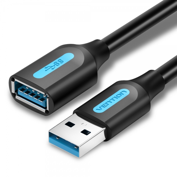 "Câble d'extension Vention USB 3.0 A mâle vers A femelle - 1 m - Couleur noire - Neuf"