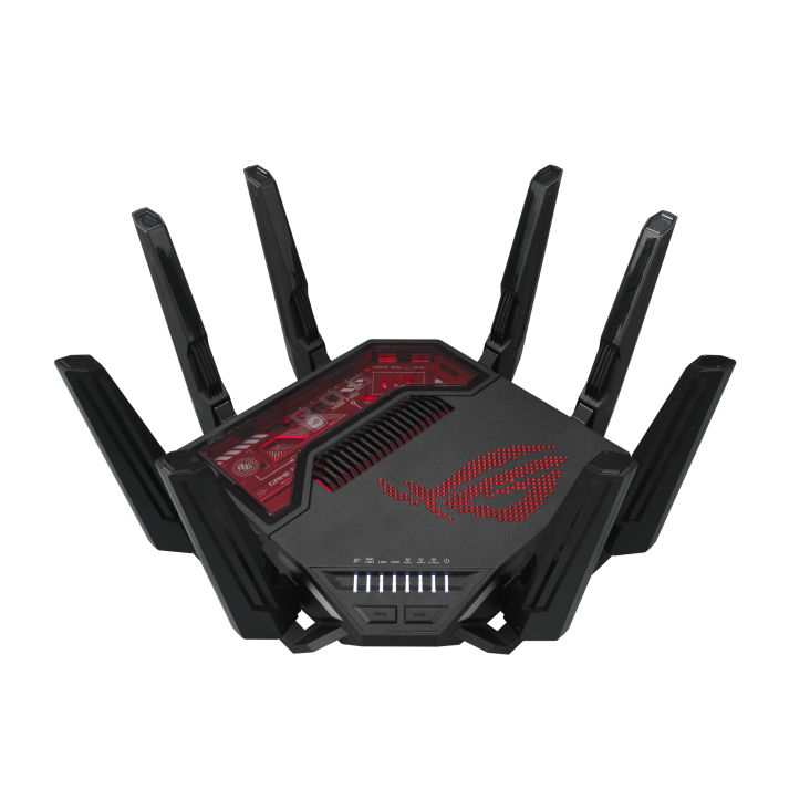 ASUS ROG Rapture GT-BE19000 routeur sans fil Multi-Gigabit Ethernet Tri-bande (2,4 GHz / 5 GHz / 6 GHz) Noir, Rouge - Neuf
