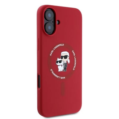 Étui Karl Lagerfeld pour iPhone 16 6.1'' rouge étui rigide Silicone Karl&Choupette Ring MagSafe