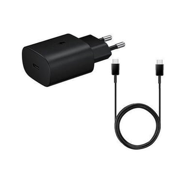 Chargeur reseau d'origine Samsung Charge rapide 25W USB-C (EP-TA800EBE + EPDG977BBE 2A) Noir