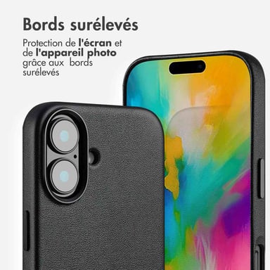 Accezz Coque arrière en cuir avec MagSafe pour Apple iPhone 16 - Onyx Black