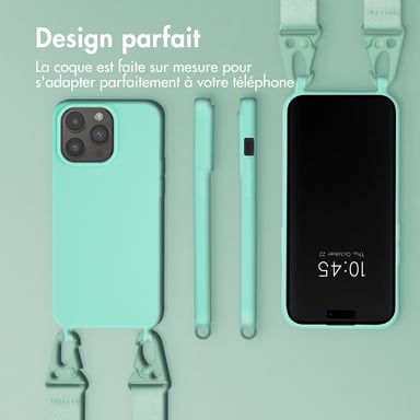 Selencia Coque silicone avec cordon amovible pour Apple iPhone 15 Pro Max - Turquoise