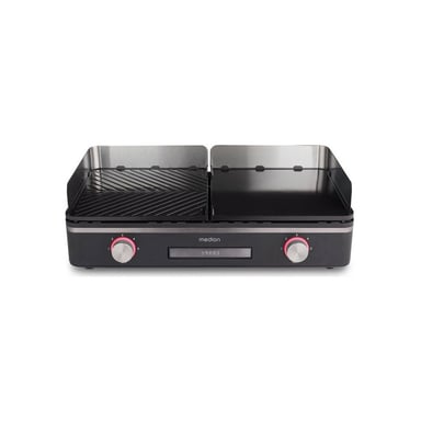 Plancha eléctrica MEDION MD12027 de doble zona 2400 W 2 placas extraíbles negra