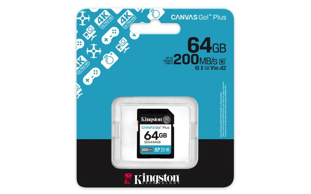 Kingston Technology Canvas Go! Plus 64 Go SDXC Canvas Go Plus Gen4 200 Mo/s C10 UHS-I U3 V30