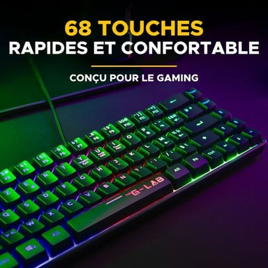 Combo gaming 2-en-1 THE G-LAB Hydrogen Clavier AZERTY filaire semi-mécanique + Souris 7200 DPI RGB Noir