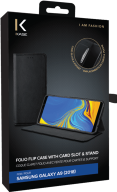 Folio a conchiglia con slot per schede e supporto per Samsung Galaxy A9 2018, nero