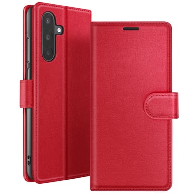 Zanaé Funda tipo cartera para Samsung A17 con soporte y lengüeta magnética Rojo