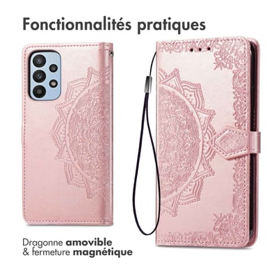 imoshion Etui de télephone Mandala pour Samsung Galaxy A23 (5G) - Rose Doré