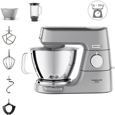 KVC85.124.SI - Robot pâtissier Titanium Chef Baker - 2 bols en inox 3,5L et 5L - Balance intégrée 6kg - Blender 1,8L -