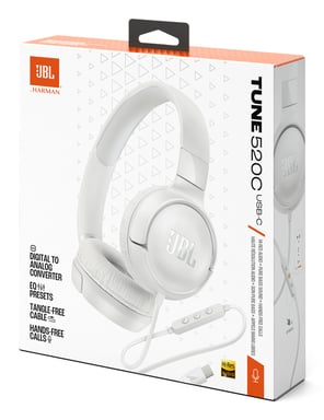 JBL Tune 520C USB-C Écouteurs Avec fil Arceau Appels/Musique USB Type-C Blanc