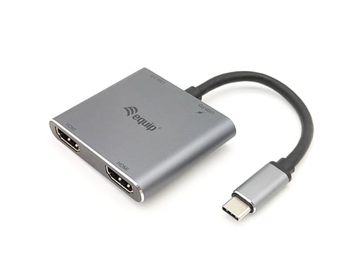 Equip Adaptador USB-C 4 en 1 Dual HDMI, USB 3.0, 100W USB PD