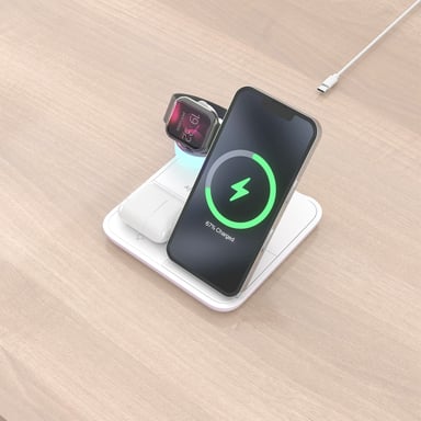AISENS ASCH-15W4WC061-W chargeur d'appareils mobiles Casques, Smartphone, Smartwatch Blanc USB Recharge sans fil Intérieure