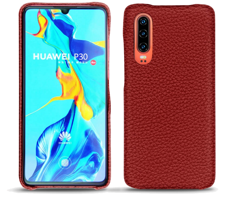 Coque cuir Huawei P30 - Coque arrièreRouge