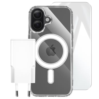 Coque pour iPhone 17 Pack Starter Premium 3-en-1 avec Chargeur USB-C 20W Transparent