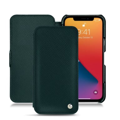 Funda de piel Apple iPhone 13 Pro - Solapa horizontal - Verde - Piel saffiano