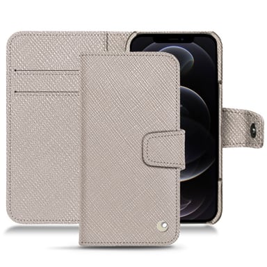 Housse cuir Apple iPhone 12 Pro Max -  - Gris - Cuir saffiano