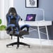 Silla gaming reclinable de cuero sintético con respaldo alto, reposacabezas y soporte lumbar - Azul