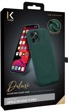 Coque en Suéde Alcantara Deluxe pour Apple iPhone 11 Pro, Vert minuit