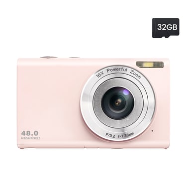 Appareil photo numérique 48MP 2,7K FHD zoom numérique 16X, webcam, mise au point automatique Pink