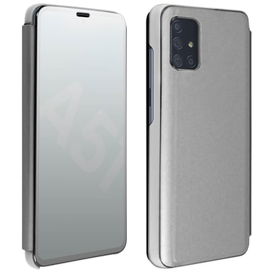 Funda Samsung Galaxy A51 Efecto Espejo translúcida F.Soporte - Plata