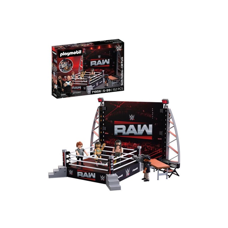 Playmobil C WWE 71956 Le Ring avec scène d'entrée et accessoires 152 pièces Noir & Gris - vue 5