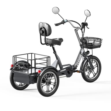 Tricycle cargo électrique Cysum T1 Pro : moteur 250 W, batterie 48 V 22 Ah, pneus 16 x 2,3 pouces