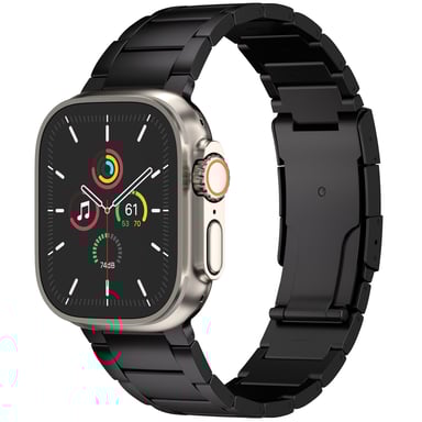 Accezz Bracelet en acier Titane mat pour Apple Watch Series 1 t/m 11 / SE / Ultra (44/45/46/49 mm) - Noir