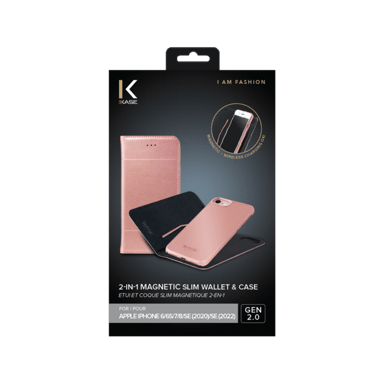 Étui et Coque slim magnétique 2-en-1 GEN 2.0 pour Apple iPhone 6/6s/7/8/SE 2020/SE 2022, Rose Gold