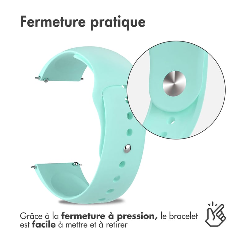 imoshion Bracelet sport en silicone - Connexion universelle 22 mm - Vert menthe - Neuf